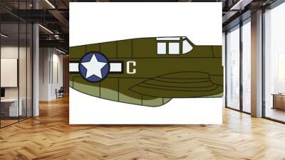 P-51 Mustang Airplane Color Vector Drawing Wall mural