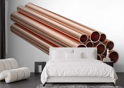 Copper pipes isolated on white background, clipping path included. 3d illustration Wall mural