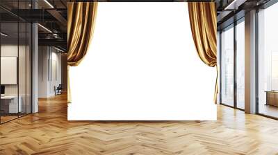 Golden theatre curtains isolated on transparent background Wall mural