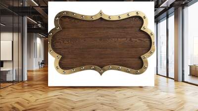 Medieval wooden signboard isolated on a white background, clipping path included. Wall mural