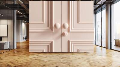 Pink coloured classic doors background. 3d illustration Wall mural