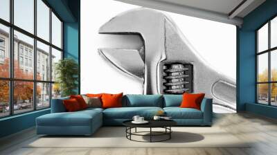 Adjustable wrench stainless steel isolated on white background Wall mural