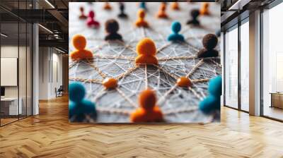 Abstract conection between people as users in Internet network Wall mural