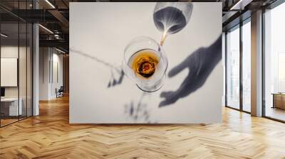 females shadow and glass with whiskey Wall mural