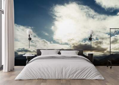 Sunbeams over mountain range in Salta, Argentina Wall mural