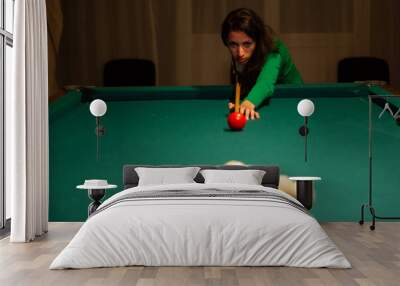 parents playing billiards , spending, stable, balls, Wall mural