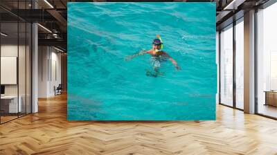 snorkeling in the Caribbean sea, pearl diver, tourist diver, diving without scuba gear Wall mural