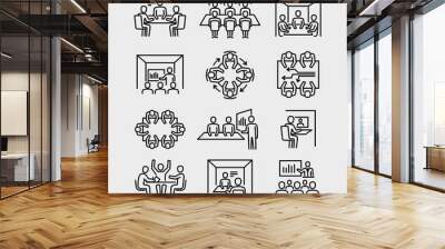 Business Meeting Room Vector Line Icons Set Wall mural