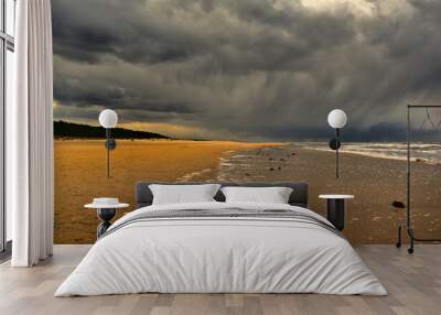 Dark storm cloud over a beach Wall mural