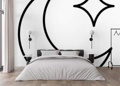 Crescent Moon Star Icon Wall mural