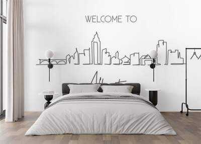 One single line drawing Allentown city skyline, Pennsylvania. World historical town landscape postcard. Best holiday destination. Editable stroke trendy continuous line draw design vector illustration Wall mural