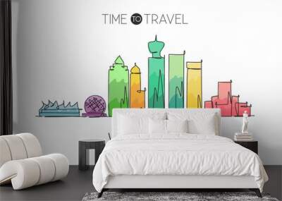 one single line drawing vancouver city skyline, canada. world historical town landscape home decor p Wall mural