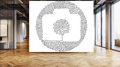 Single one line drawing camera linear icon, simple digital device flat design for app logo web website button ui ux interface. Swirl curl circle background style. Continuous line draw graphic vector Wall mural