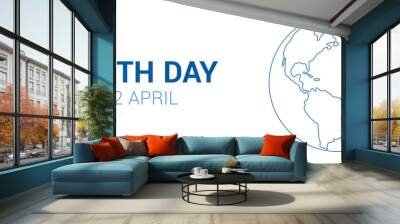 Earth Day vector banner with outline globe. Vector modern template for Earth Day. Save the Earth concept, April 22. Earth day logo design. Holiday decoration. Global concept Wall mural