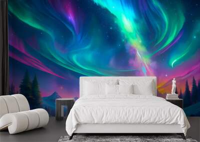 A magical moment view of the Aurora Borealis Wall mural