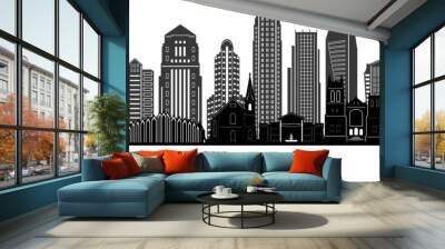 CHARLOTTE  City North Carolina Skyline Silhouette Cityscape Vector Wall mural