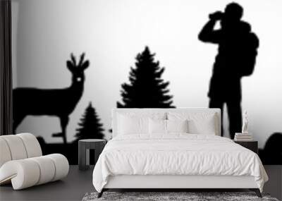 Landscape Nature Forest Animal Silhouette Vector Wall mural