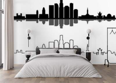 Los Angeles Skyline Silhouette Cityscape Vector Wall mural