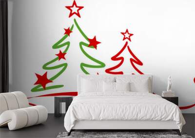 Silhouette Christmas Tree Wall mural