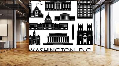 WASHINGTON D.C. Columbia City Skyline Silhouette Cityscape Vector Wall mural