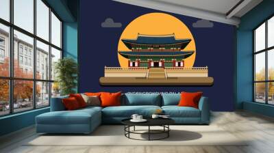 Gyeongbokgung Palace, South Korea  building landmark symbol for travel or tourism destination illustration vector Wall mural