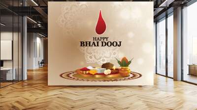 Indian festival happy bhai dooj greeting card Wall mural