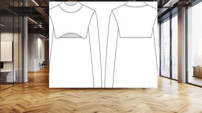 turtleneck high neck long sleeve fit cropped crop blouse top sweater knitwear pullover jumper template technical drawing flat sketch cad mockup fashion woman design style model
 Wall mural