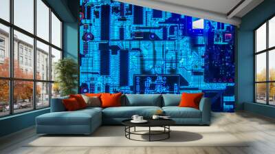 Computer motherboard glowing Wall mural