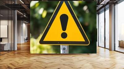 Warning sign displaying an exclamation mark for alerting of potential danger (23) Wall mural