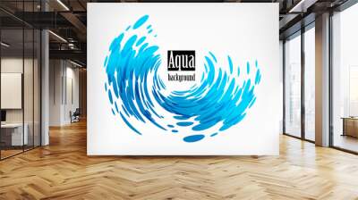 Aqua rounded background, splash water on white Wall mural