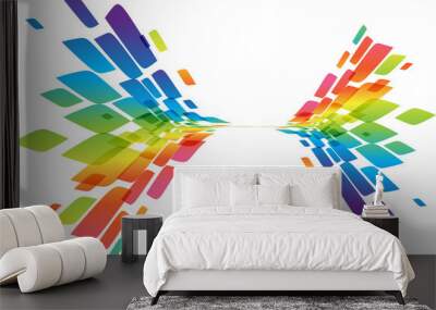 Colorful background, abstract motion element on white Wall mural