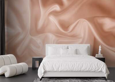 Beautiful smooth elegant wavy beige / light brown satin silk luxury cloth fabric texture, abstract background design. Copy space. Wall mural