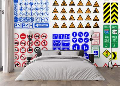 traffic signs group vector Wall mural