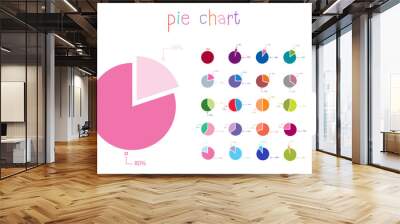 Set of business cycle flow diagrams, pie chart for documents,reports,presentations,infographic,0 5 10 15 20 25 30 35 40 45 50 55 60 65 70 75 80 85 90 95 100 percent clock style. Vector illustration. Wall mural