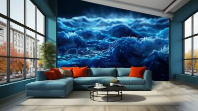 Abstract Blue Water Waves in Dark Background Wall mural