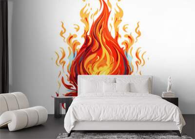 a fire with a red flame and a black and yellow design Wall mural