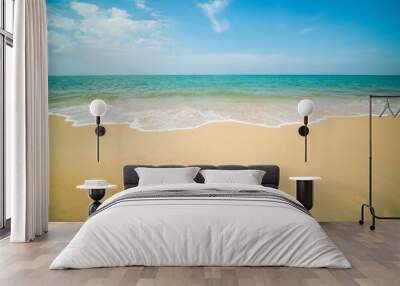 Beautiful Landscape summer panorama front view tropical sea beach white sand clean and blue sky background look calm nobody  nature ocean Beautiful wave water travel Sai Kaew Beach Thailand Chonburi Wall mural