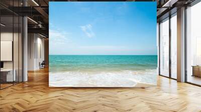 Beautiful Landscape summer vertical front viewpoint tropical sea beach white sand clean and blue sky background calm Nature ocean Beautiful  wave water travel Sai Kaew Beach East thailand Chonburi Wall mural