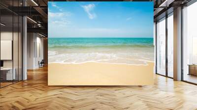 Horizon beautiful landscape summer season panorama front view tropical sea beach white sand clean blue sky cloud background calm nature ocean wave water travel holiday relax at island sun day time Wall mural