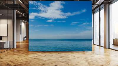 Landscape beautiful summer panoramal horizon look view tropical shore open sea beach cloud clean and blue sky background calm nature ocean wave water nobody travel at  thailand chonburi sun day time Wall mural