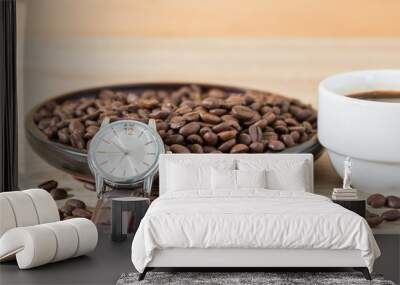 Coffee time concept ,Coffee beans and coffee cup Wall mural