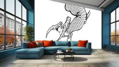 line art dragon hand vector Wall mural