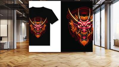 red dragon head t shirt design Wall mural