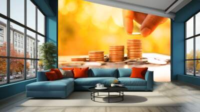 Money, Coins, Hope of investor concept vintage style Wall mural