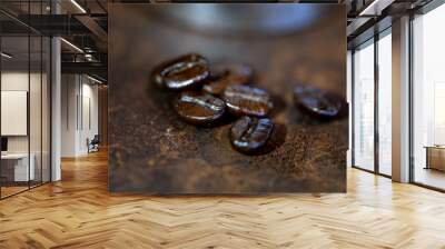 Backgrounds of Roasted coffee beans. Wall mural