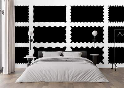 Zig zag Wavy Edge Rectangle Shapes Set. Vector Jagged Geometric Rectangular. Abstract Elements Wall mural