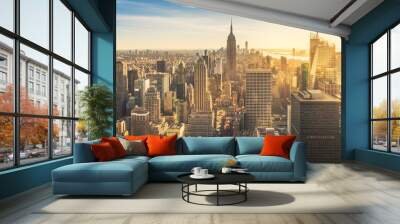 Sunset over New York skyline Wall mural