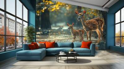 deer in the woods Wall mural