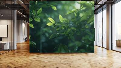 green leaves in the forest Wall mural