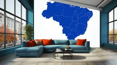 High Detailed Blue Map of Brazil on White isolated background, Vector Illustration EPS 10 Wall mural